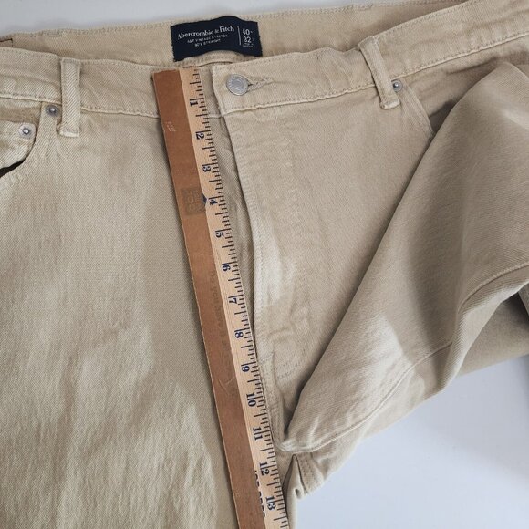 Abercrombie‎ & Fitch Jeans Mens 40x30 Tan Khaki AF Vintage Stretch 90s Straight - Picture 11 of 13